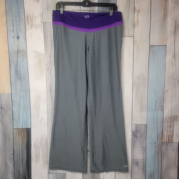 Champion Gray Purple Athletic Yoga Pants Size Large - Picture 1 of 4